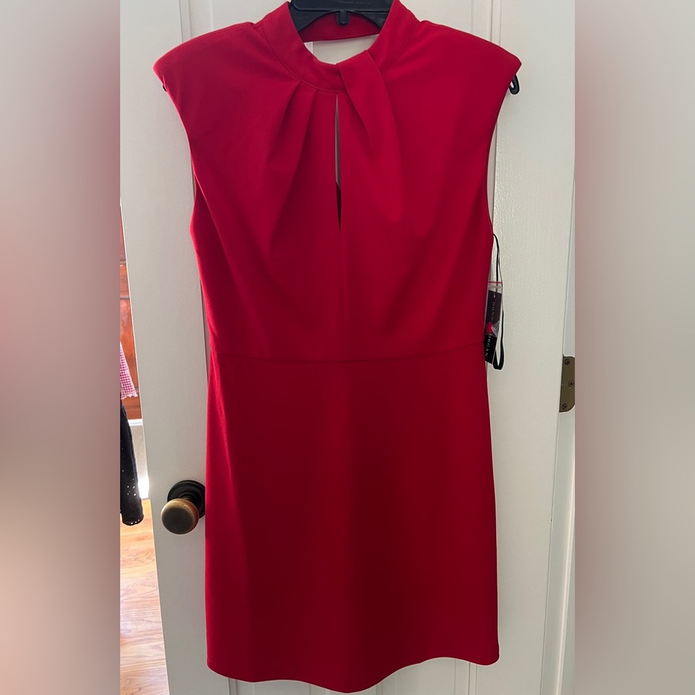 NWT DONNA MORGAN Red Cap Sleeve Sleeveless Twist Front Dress Professional